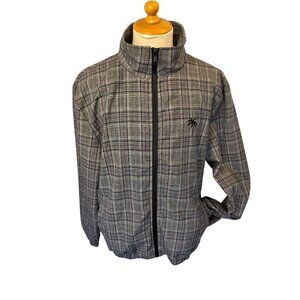 LRG CRTV SCTY Gray Plaid Full Zip Jacket Mens Size L Palm Tree Logo Streetwear